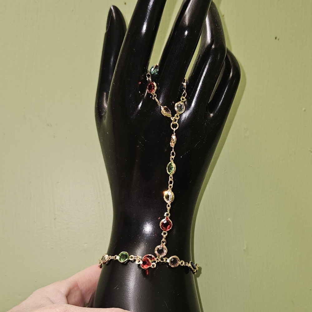 Hand Chain Multicolor Zircon Hand Chain Bracelet - Picture 7 of 10